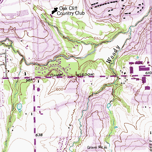 Topographic Map of Oak Cliff Bible Fellowship Church, TX