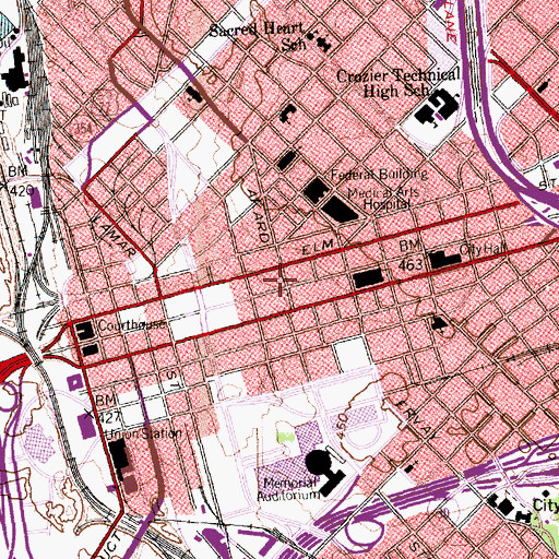 Topographic Map of Saint Jude Chapel Downtown Church, TX