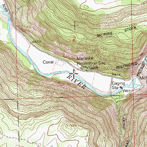 Topographic Map of Metaska Recreation Site, CO