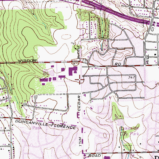 Topographic Map of Duncanville Bible Fellowship Church, TX