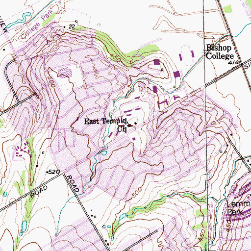 Topographic Map of East Temple Church, TX