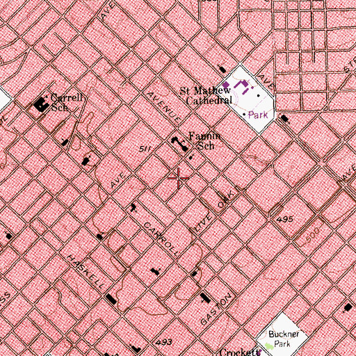 Topographic Map of Faith Community Church, TX