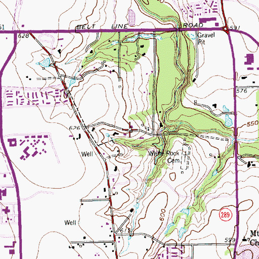 Topographic Map of White Rock Chapel Church, TX