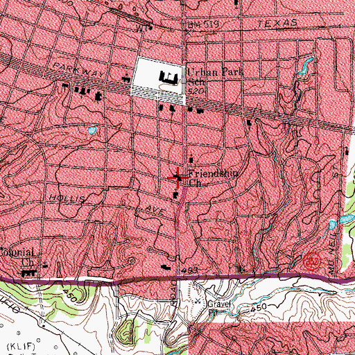 Topographic Map of Friendship Church, TX