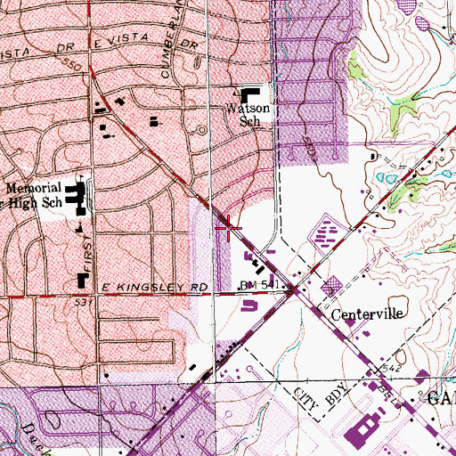 Topographic Map of Garland Bible Fellowship Church, TX