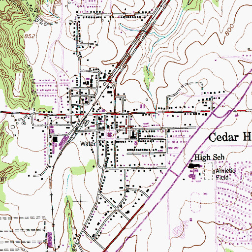 Topographic Map of Hughes Cedar Hill Chapel Church, TX