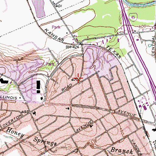 Topographic Map of Bullock Chapel Church, TX