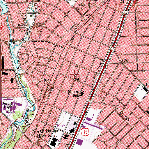 Topographic Map of Chapel of the Cross Church, TX