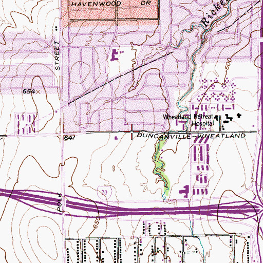 Topographic Map of Community Bible Church, TX