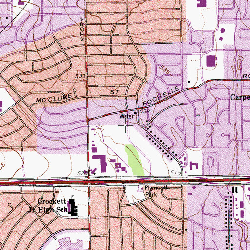 Topographic Map of Community Bible Church, TX