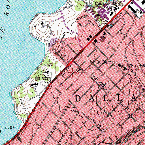Topographic Map of El Divino Salvado Presbyterian Church, TX
