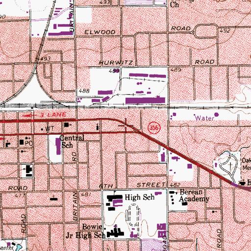Topographic Map of First Presbyterian Church, TX