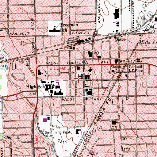 Topographic Map of First Presbyterian Church of Garland, TX