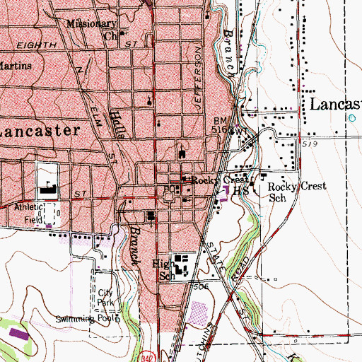 Topographic Map of First Presbyterian Church of Lancaster, TX