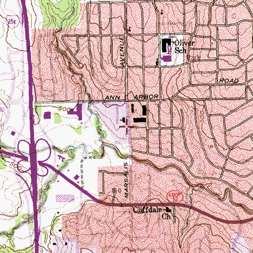 Topographic Map of Glendale Presbyterian Church, TX