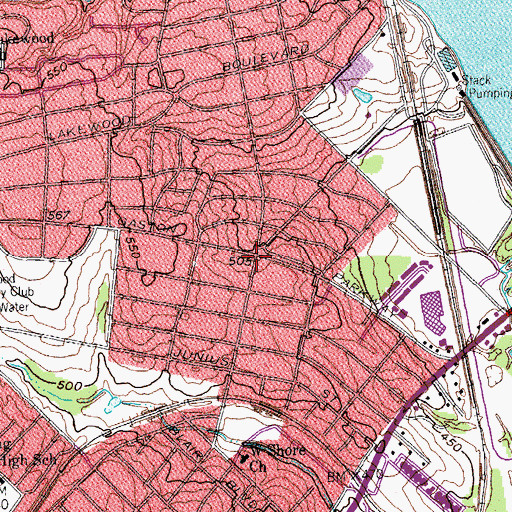 Topographic Map of Lakewood Presbyterian Church, TX