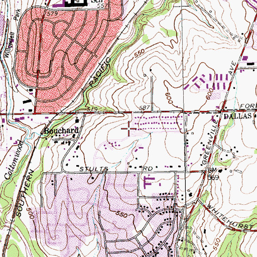 Topographic Map of Presbyterian Village North Church, TX