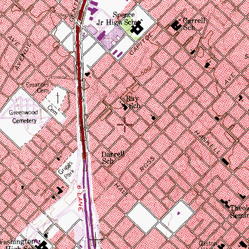 Topographic Map of Washington Street Presbyterian Mission Church, TX