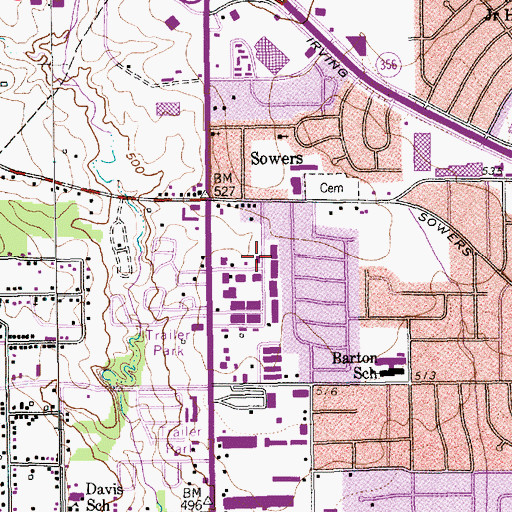 Topographic Map of Yeabon Presbyterian Church, TX