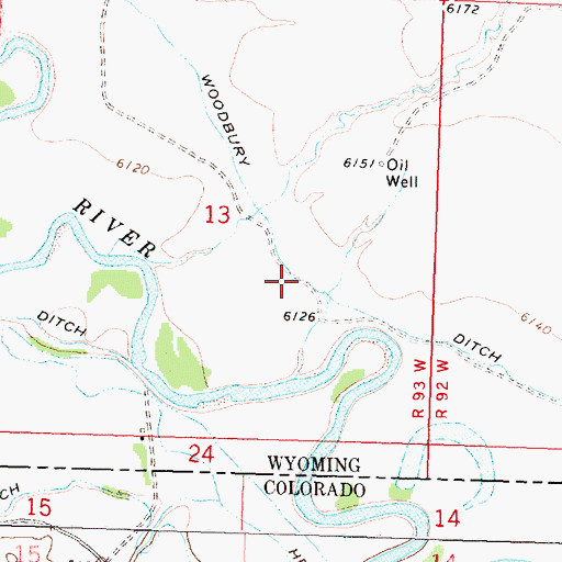 Topographic Map of Woodbury Ditch, CO