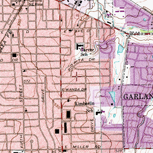 Topographic Map of Garland Seventh Day Adventist Church, TX
