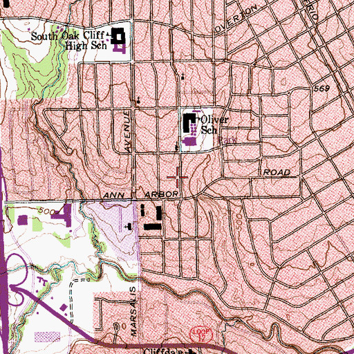 Topographic Map of Truelight Pentecostal Prayer House Church, TX