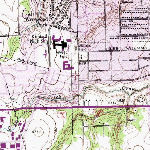 Topographic Map of Kimball Free Methodist Church, TX
