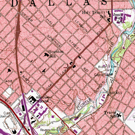 Topographic Map of Oak Lawn United Methodist Church, TX