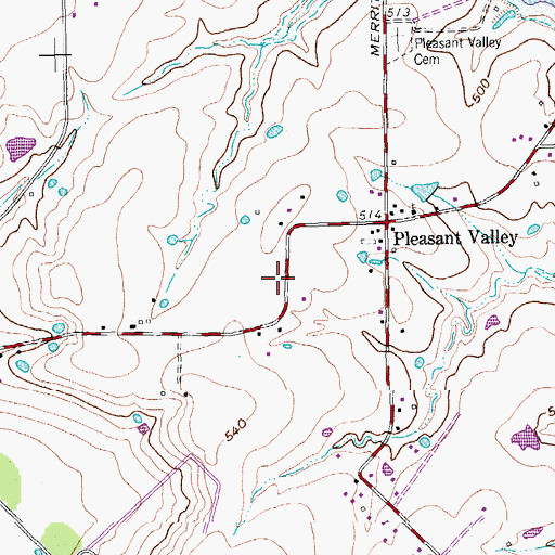 Topographic Map of Pleasant Valley United Methodist Church, TX