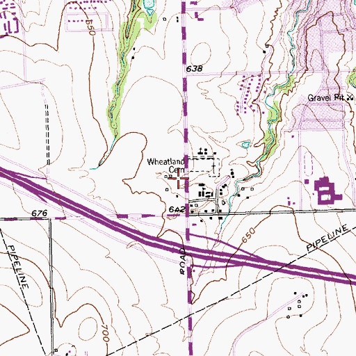 Topographic Map of Wheatland United Methodist Church, TX