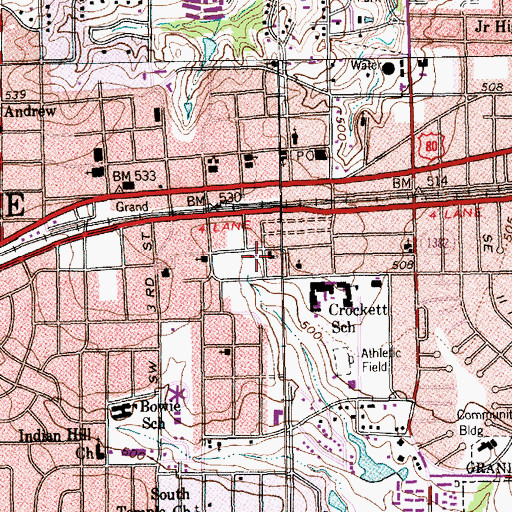Topographic Map of Calvary Tabernacle Pentecostal Church of God, TX