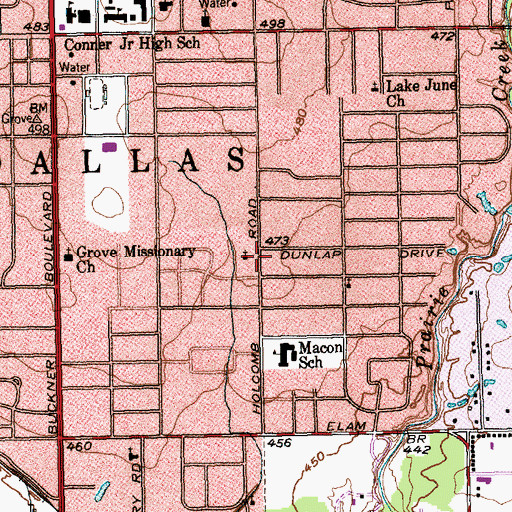 Topographic Map of Day Spring Pentecostal Church, TX