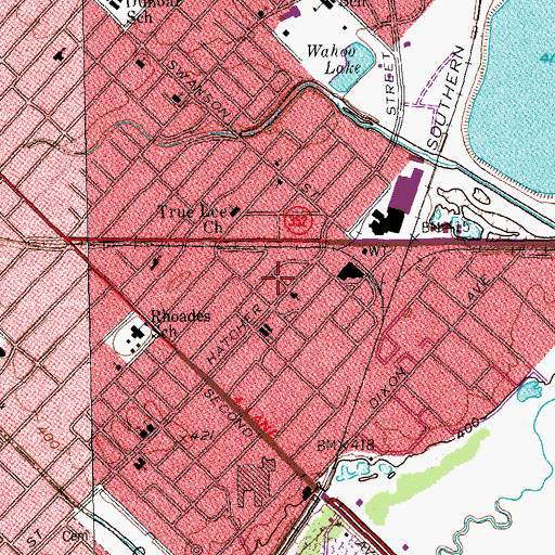 Topographic Map of Grace Temple Pentecostal Church, TX