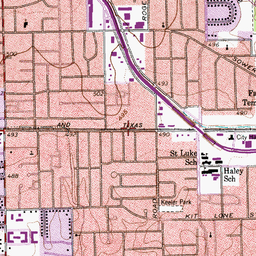Topographic Map of Iglesia Pentecostal Unida Hispana Church, TX