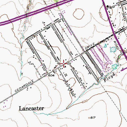 Topographic Map of Jesus Name Pentecostal Church, TX