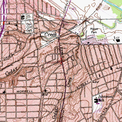 Topographic Map of Monument of Faith Pentecostal Church, TX