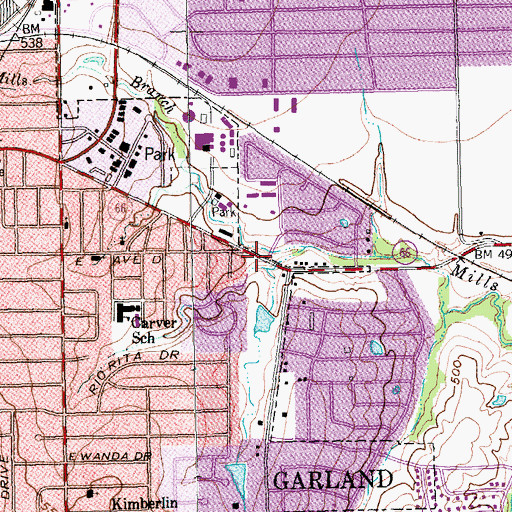 Topographic Map of Pentecost Church of God in Christ, TX