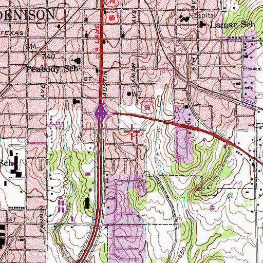 Topographic Map of Epting Memorial Baptist Church, TX
