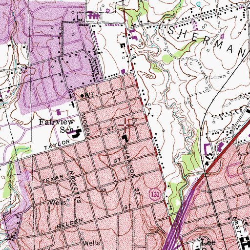 Topographic Map of Fairview Baptist Church, TX