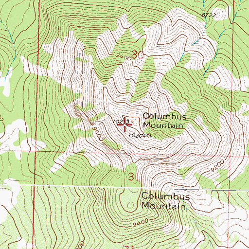 Topographic Map of Columbus Mountain, CO