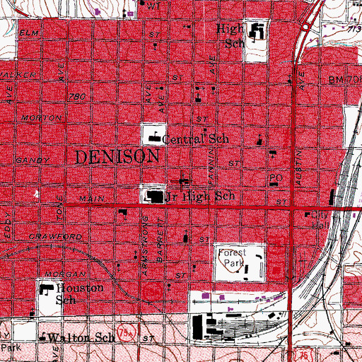 Topographic Map of First Baptist Church, TX