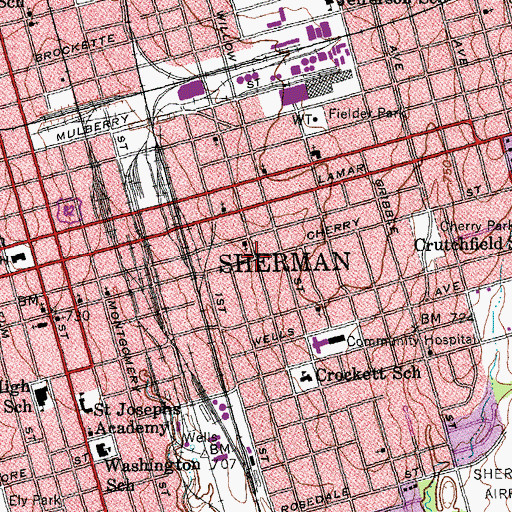 Topographic Map of Bethel Apostolic Church, TX