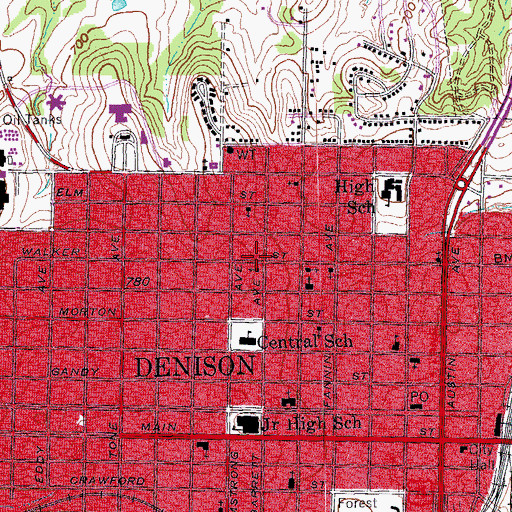 Topographic Map of Antioch Baptist Church, TX
