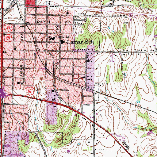 Topographic Map of Belmont Baptist Church, TX