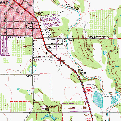 Topographic Map of First Baptist Church, TX