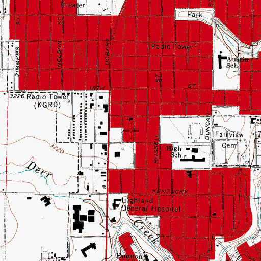 Topographic Map of Primera Iglesia Bautista Mexicana Church, TX