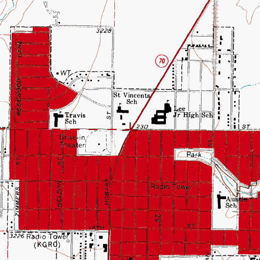 Topographic Map of Saint Vincent de Paul Catholic Church, TX