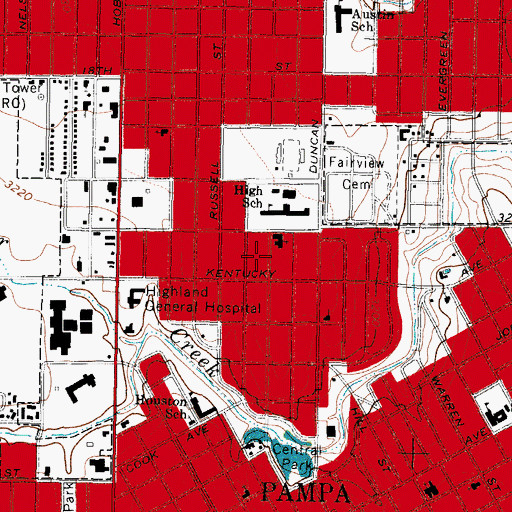 Topographic Map of Mary Ellen and Harvester Church of Christ, TX