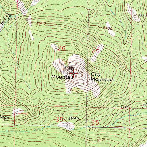 Topographic Map of City Mountain, CO