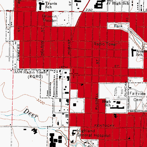 Topographic Map of Jehovahs Witnesses Church, TX